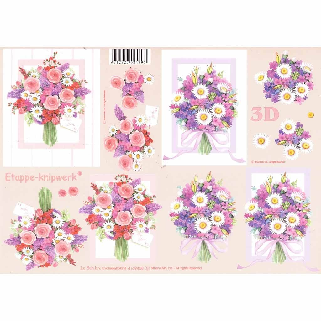 Pale Pink Flower Bouquet 3d Decoupage Paper Craft Sheet