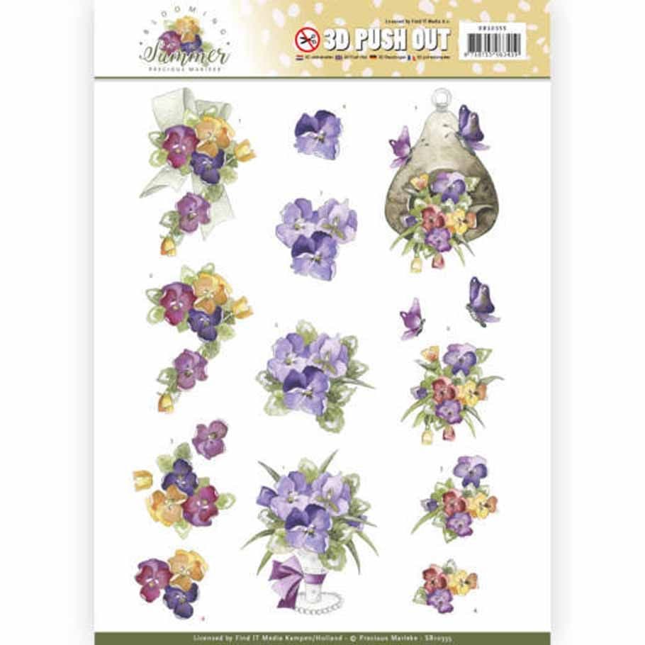 Pansies Summer Flowers 3D Decoupage Die Cut Paper Craft Sheet