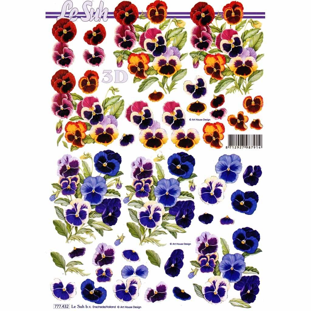 Pansy Bouquets 3d Decoupage Paper Craft Sheet