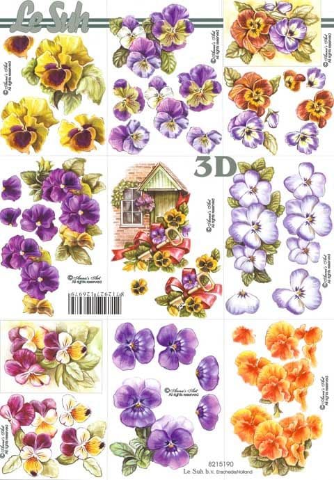 Pansy Flowers 3d Decoupage Sheet