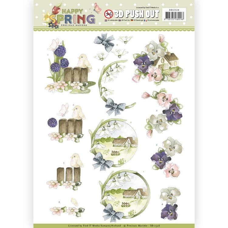 Pansy Happy Spring 3D decoupage Die Cut Sheet