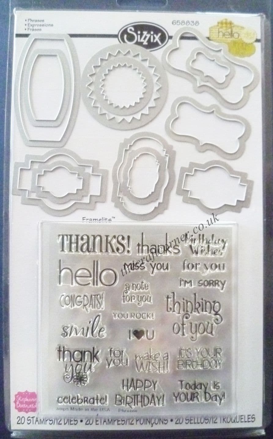 Phrases Sizzix Metal Die Framelits & Clear Rubber Stamp Phrases (658838)