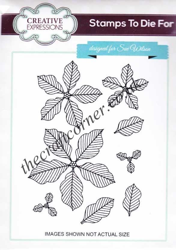 Pinstripped Poinsettias Unmounted Rubber Stamps by Sue Wilson