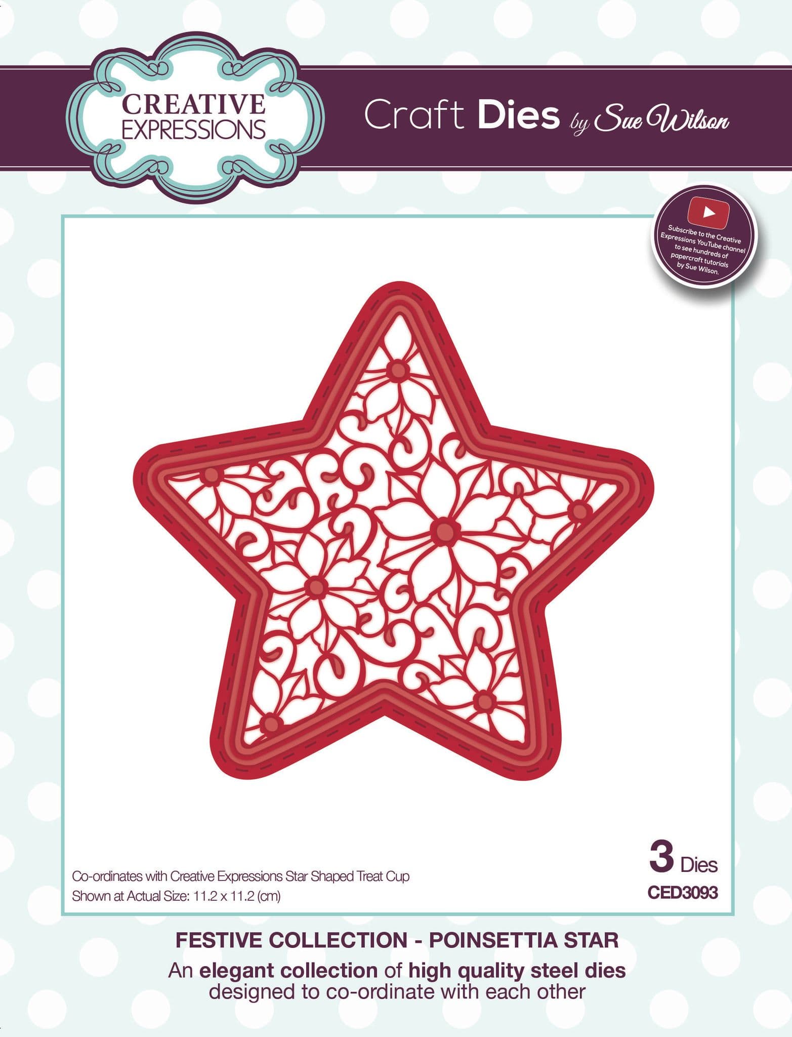 Poinsettia Star - Festive Collection by Sue Wilson CED3093