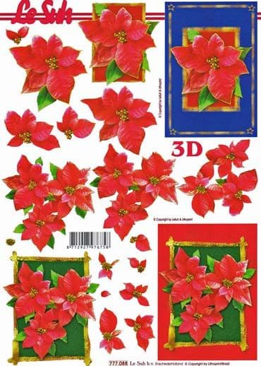 Poinsettias Designs 3d Decoupage Sheet