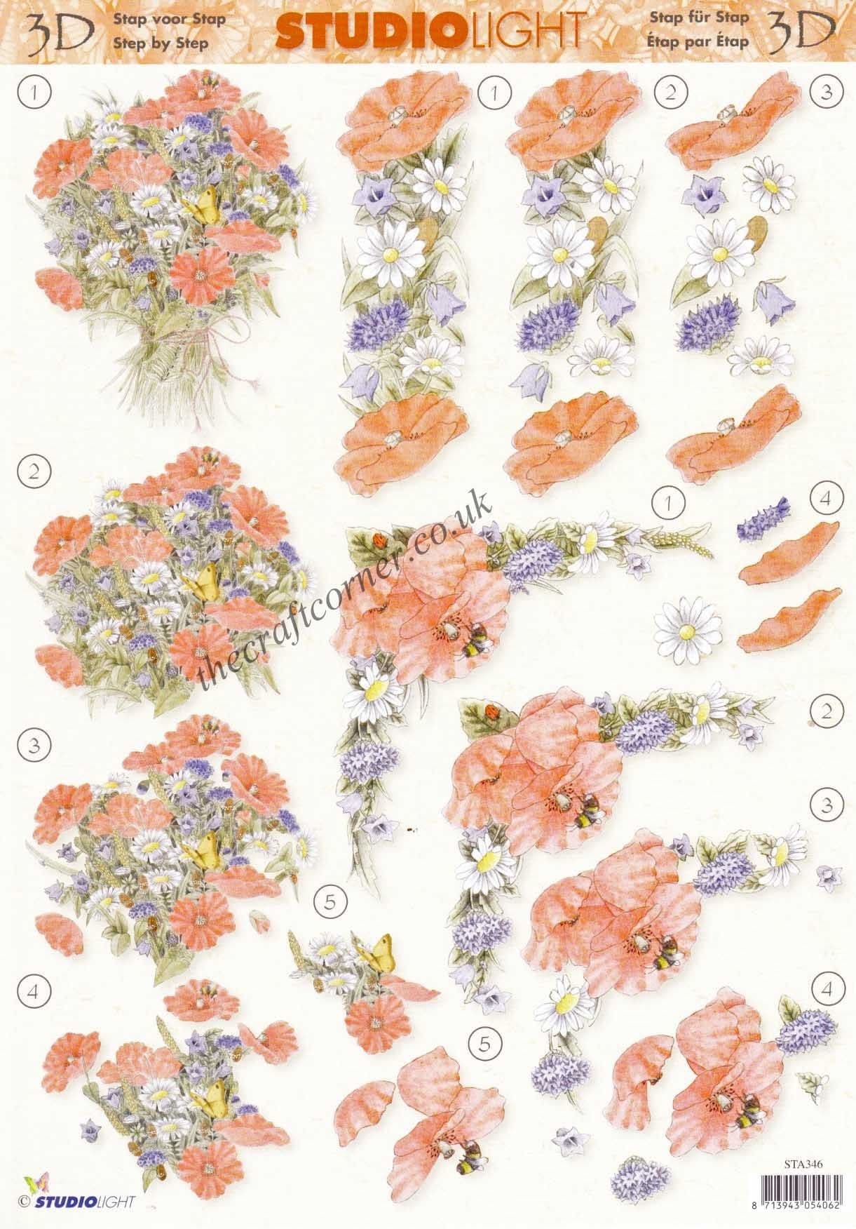 Poppies 3d Decoupage Sheet