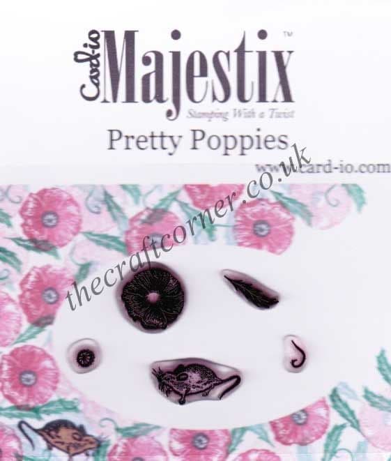 Pretty Poppies & A Tiny Mouse 5 Clear Rubber Stamps by Card-io