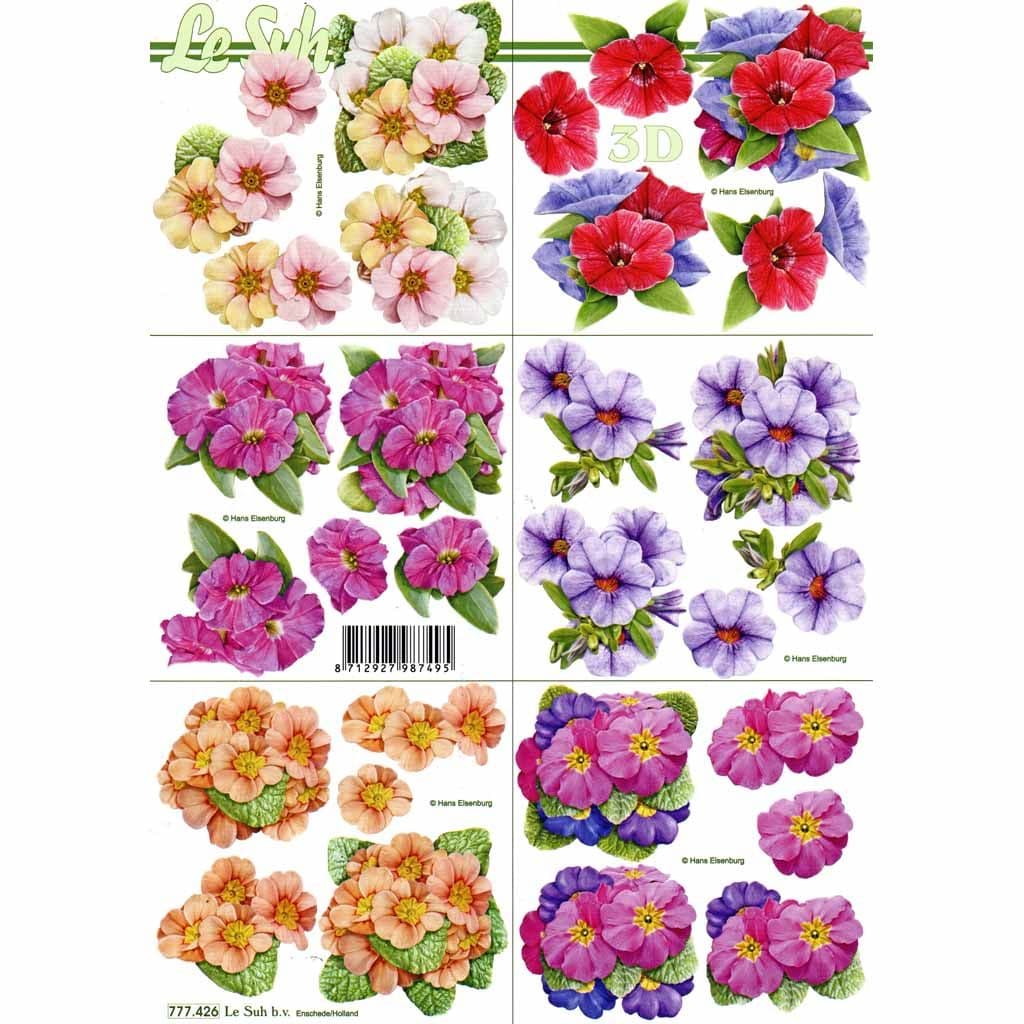 Primrose Bouquets 3d Decoupage Paper Crafting Sheet