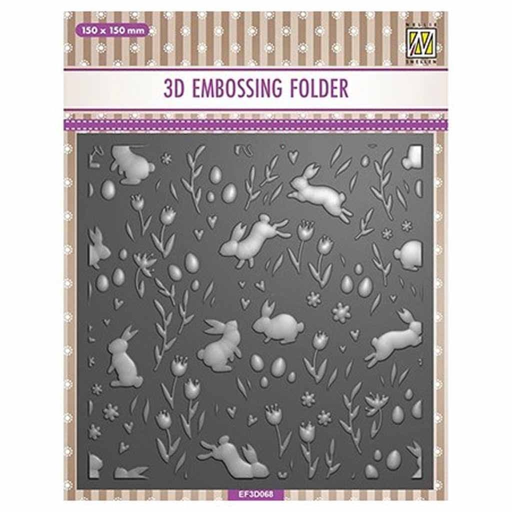 Rabbits & Tulips Embossing Folder for Paper Crafts