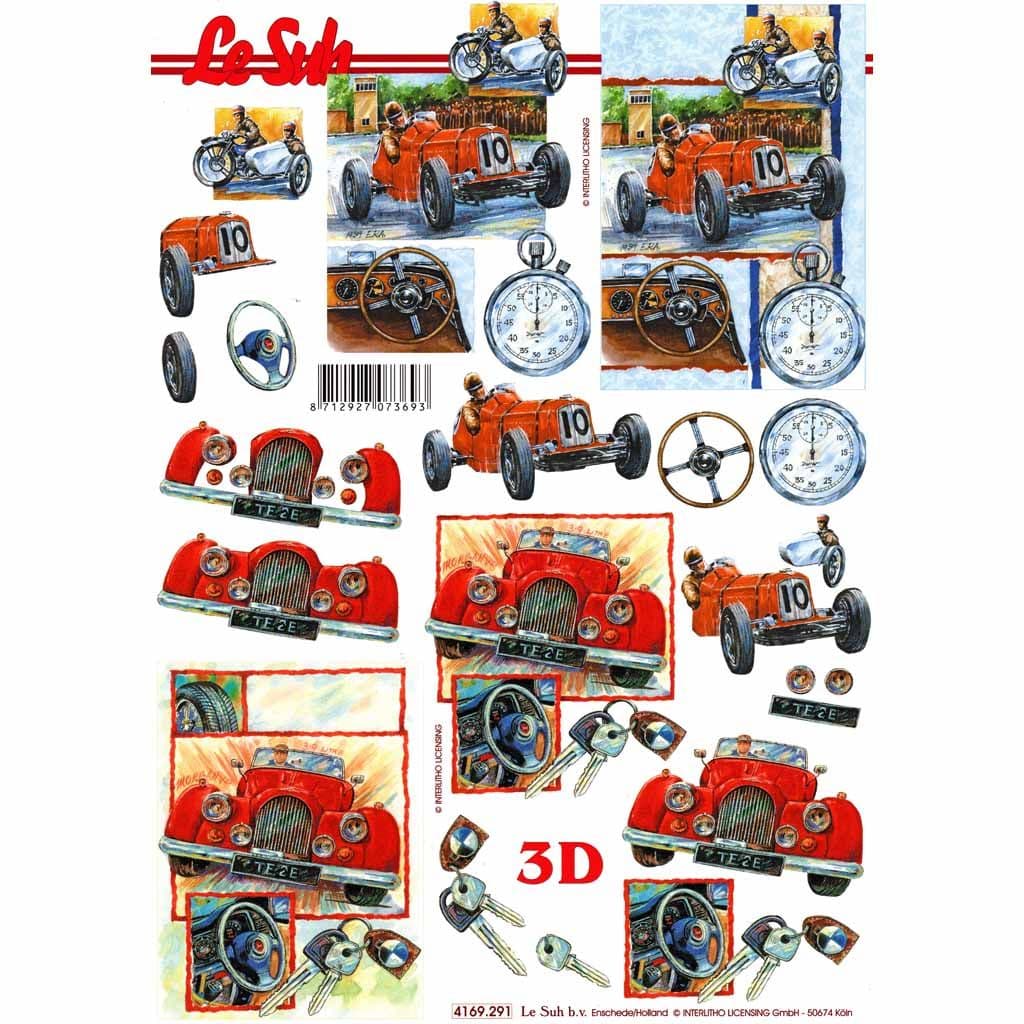 Racing Car 3d Decoupage Sheet