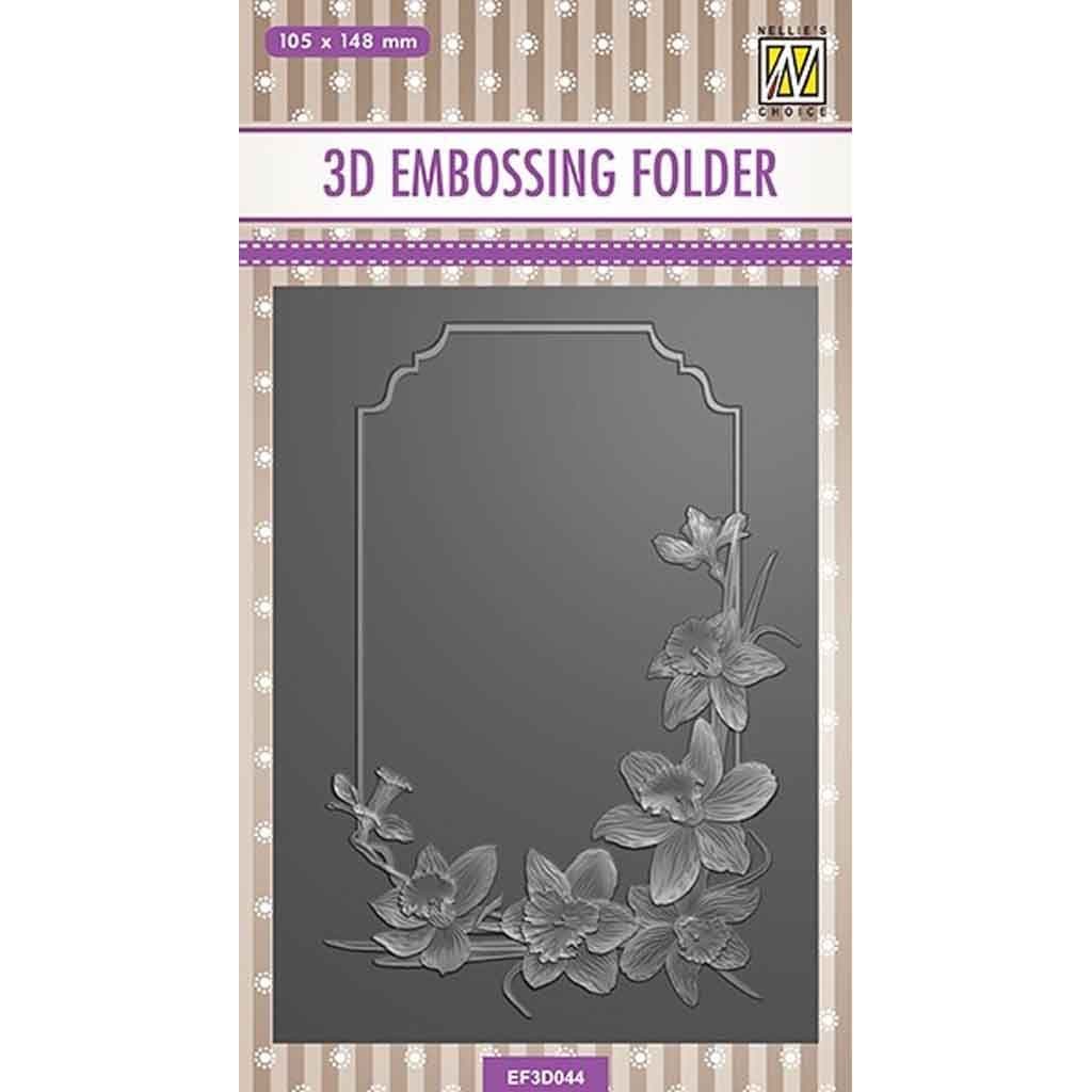 Rectangle With Daffodil Flowers 3d Embossing Folder by Nellie's Choice