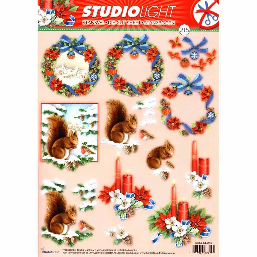 Red Squirrel & Christmas Decorations Die Cut 3d Decoupage Sheet - NO CUTTING