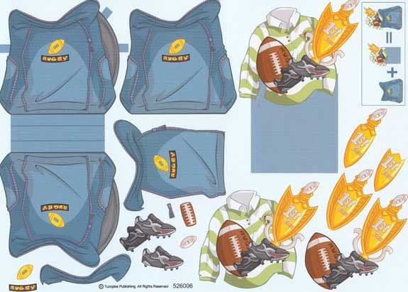 Rugby Bag Stand Up 3d Decoupage Sheet