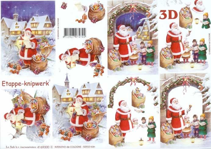 Santa on Christmas Eve Designs 3d Decoupage Sheet from Le Suh