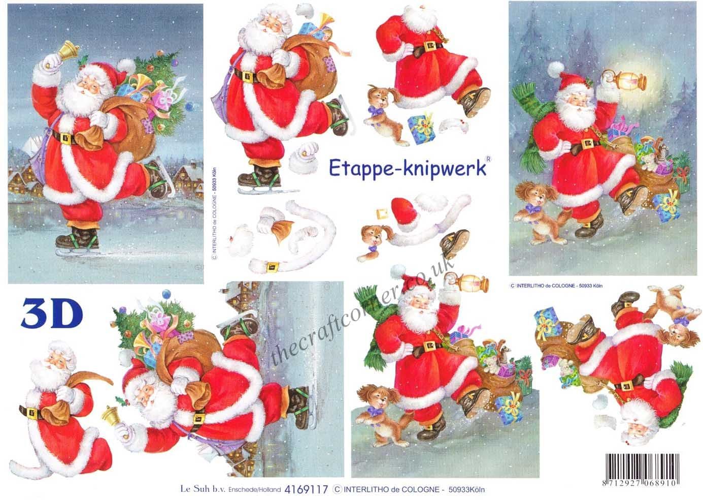 Santa On His Way Designs 3d Decoupage Sheet