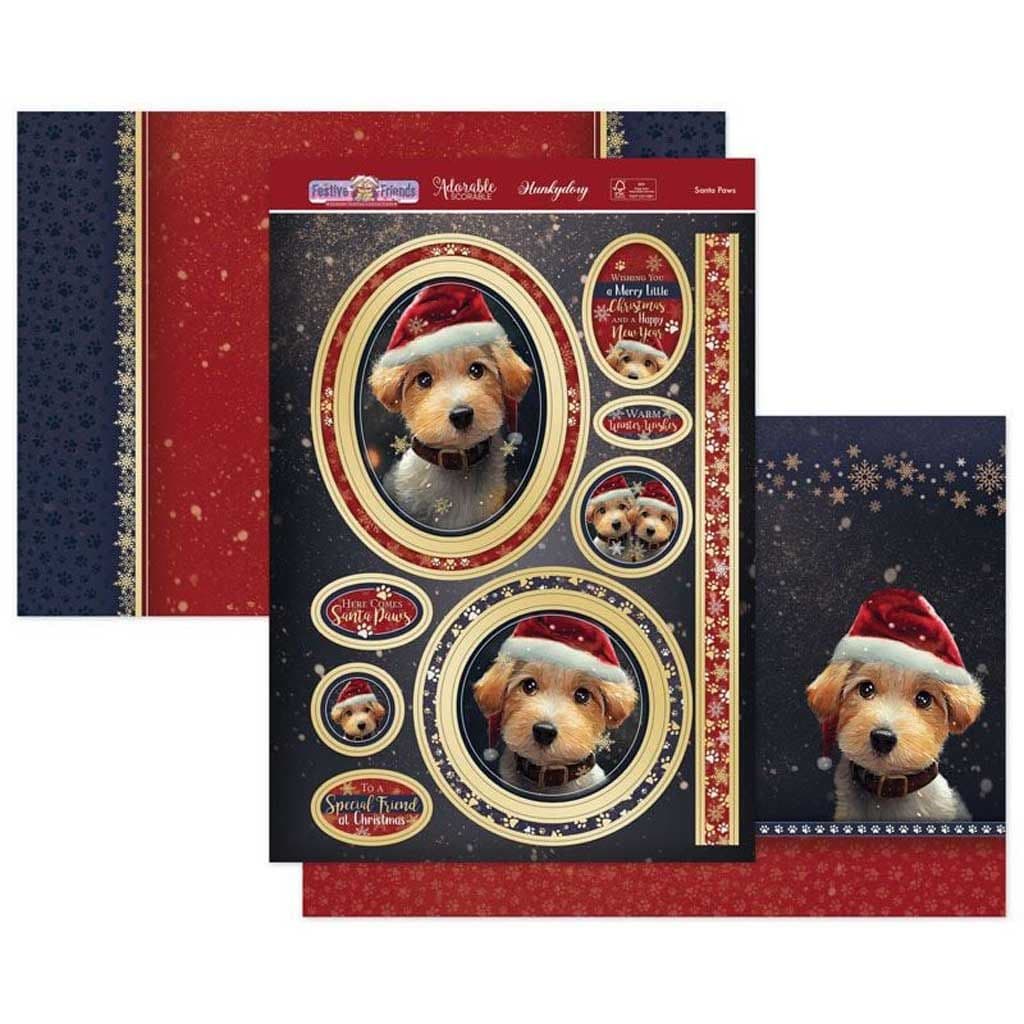 Santa Paws Dog Luxury Paper Craft Die Cut Topper Set