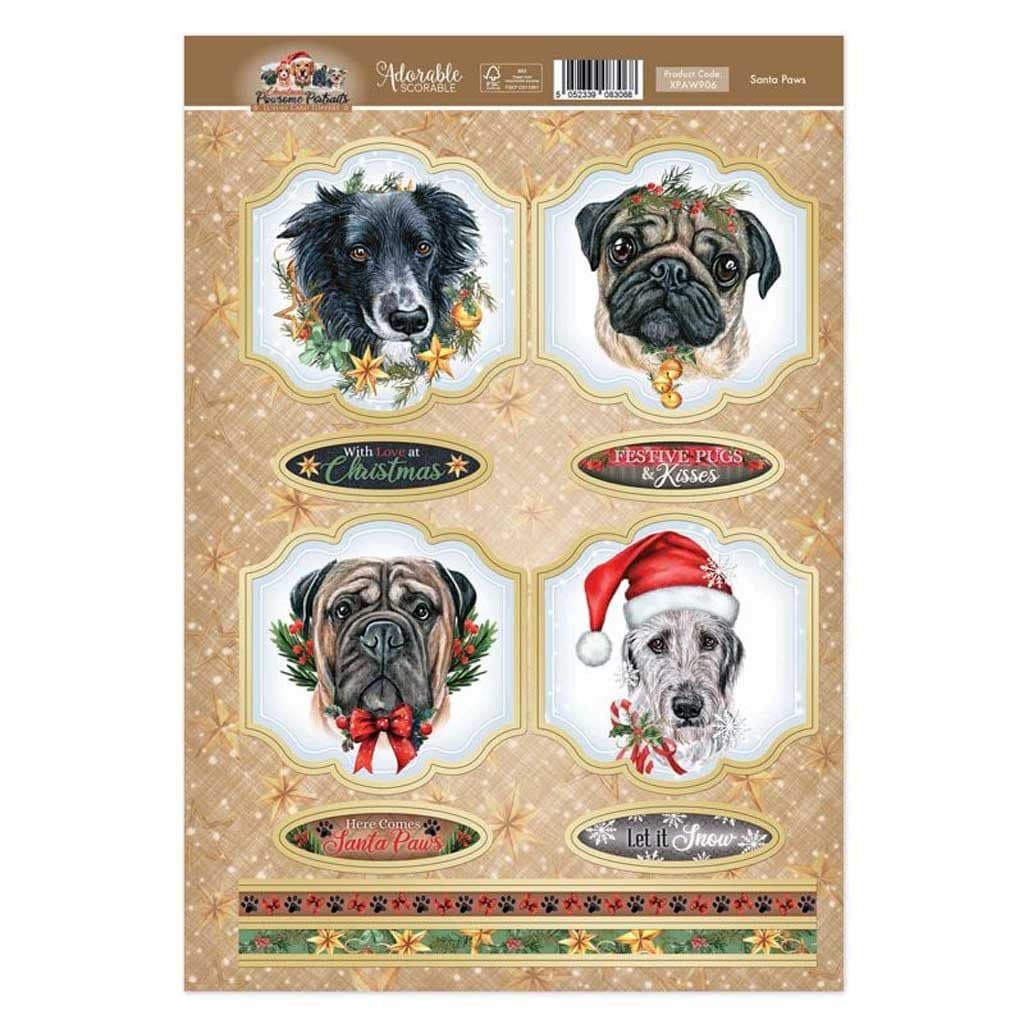 Santa Paws Pawsome Portraits Dog Die Cut Topper Craft Sheet