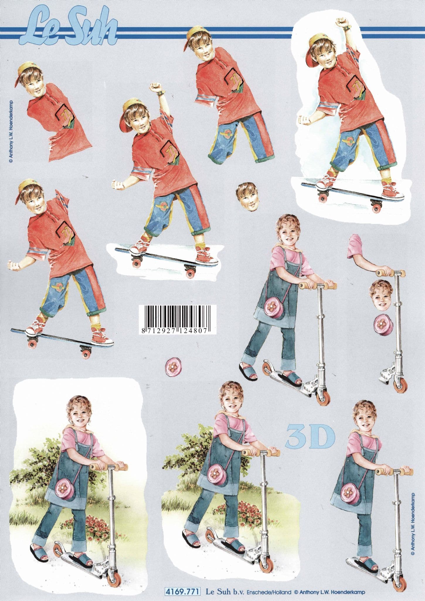 Scooter & Skateboard Fun Paper Crafting 3d Decoupage Sheet