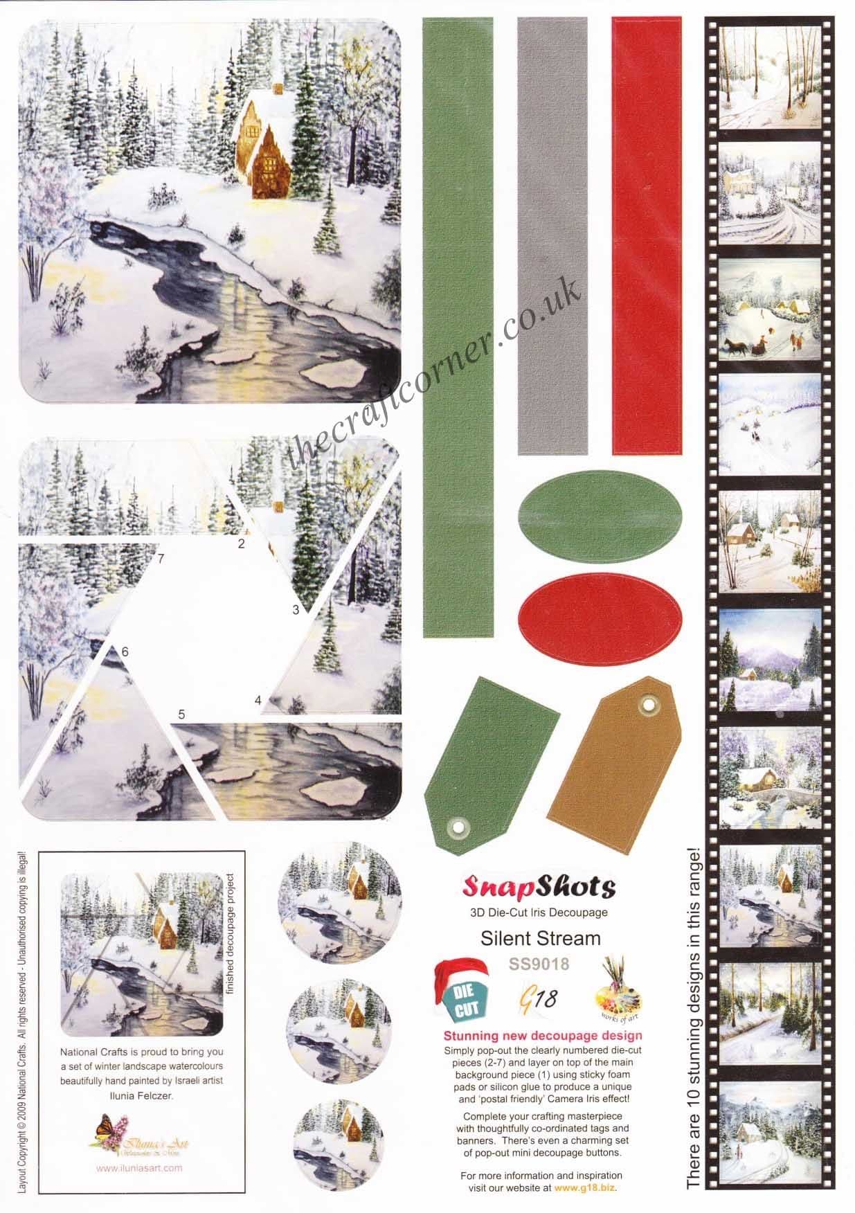 Silver Stream Christmas Scene Die Cut 3d Decoupage Sheet