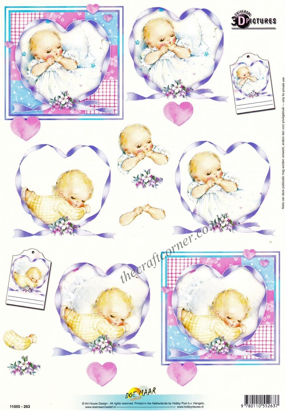 Sleeping Baby Designs 3d Decoupage Sheet from Doe Maar