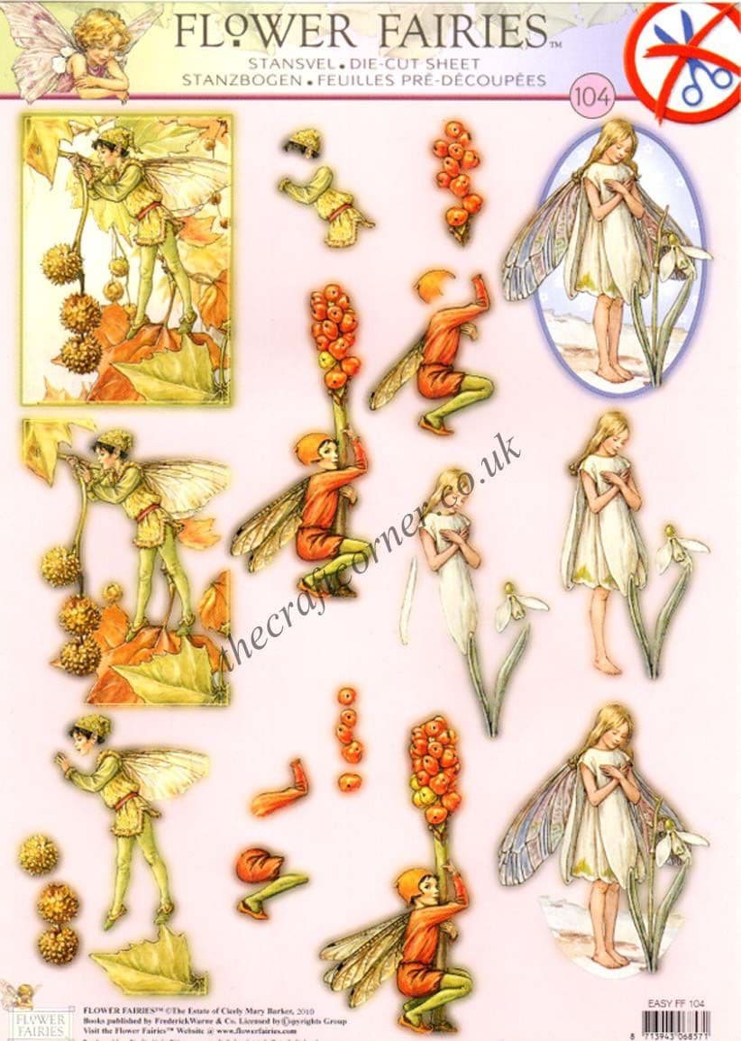 Snowdrop, Lords & Ladies & The Plane Tree Flower Fairy 104 3D Decoupage Die Cut Sheet