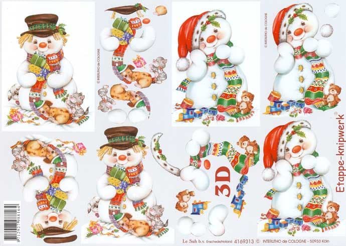 Snowman Fun Designs 3d Decoupage Sheet