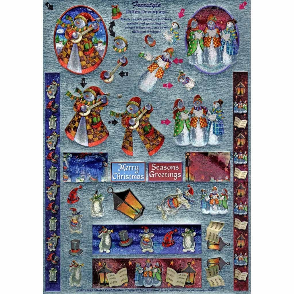 Snowmen Freestyle 3d Die Cut Decoupage Sheet From Dufex