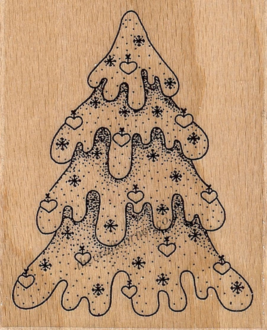 Snowy Christmas Tree Rubber Stamp by Creative Expressions