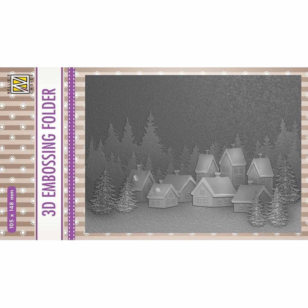 Snowy Village 3d Embossing Folder For Paper Crafts