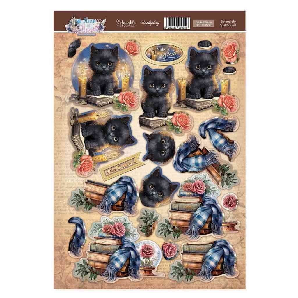 Splendidly Spellbound Black Cat & Spell Books Die Cut 3d Decoupage Sheet