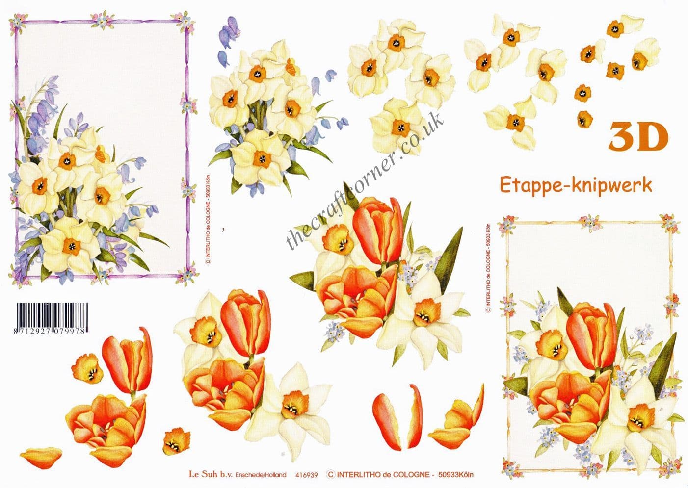 Spring Daffodils & Tulips 3d Decoupage Sheet