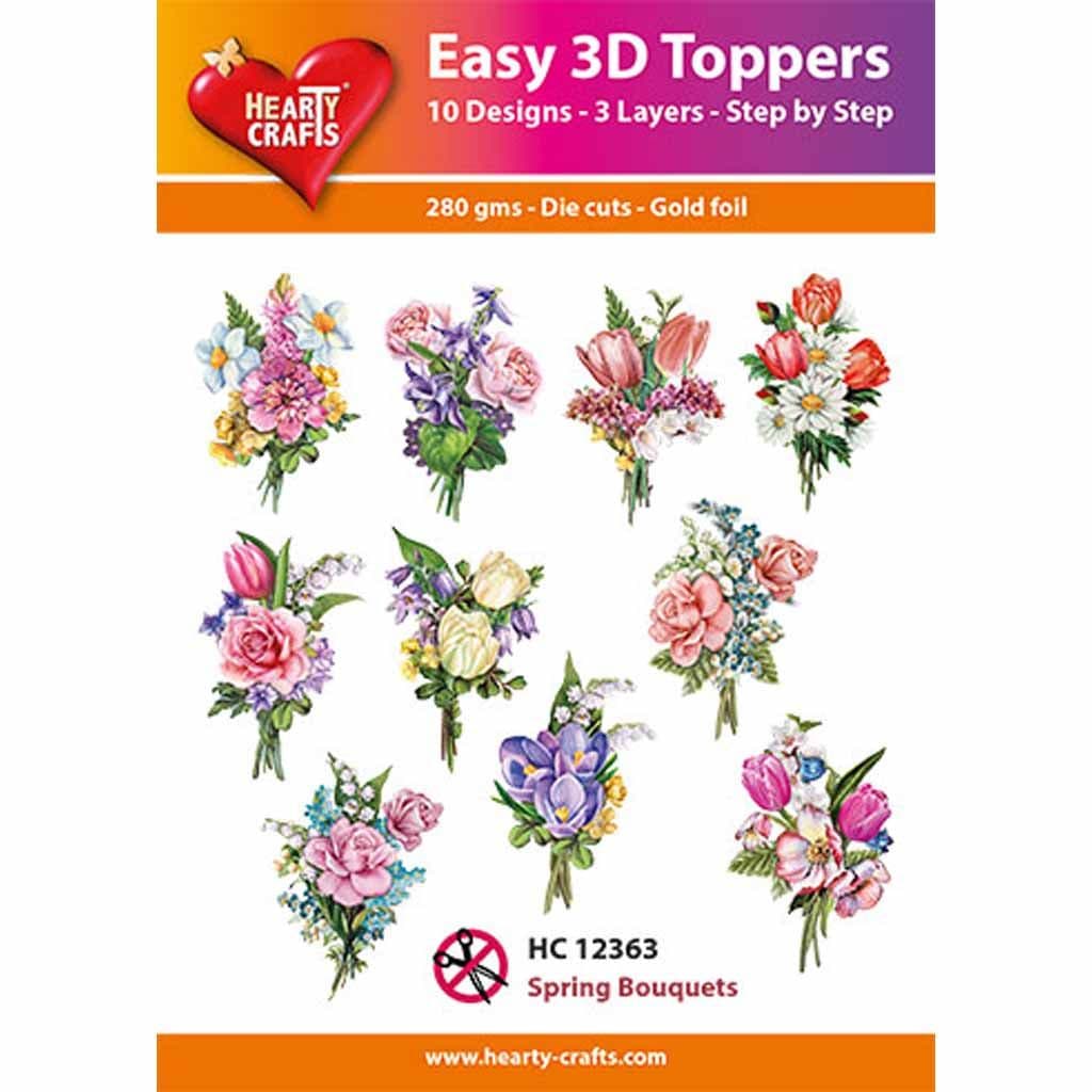 Spring Flower Bouquets Easy 3D  Craft Toppers for Paper Card Making