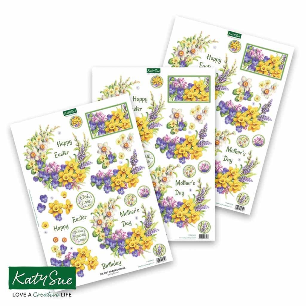 Spring Flowers Die Cut 3d Decoupage Craft Sheets by Katy Sue