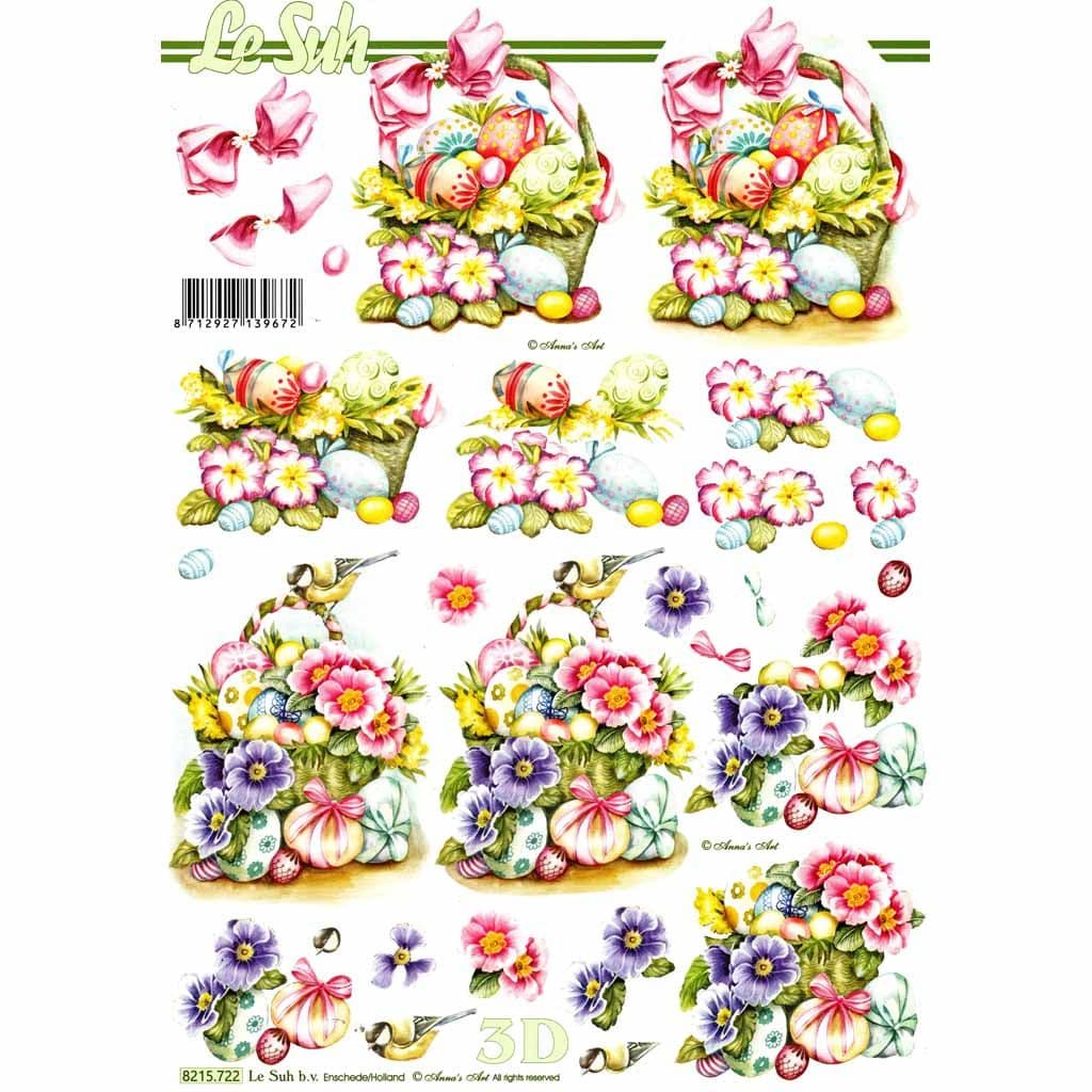 Spring Flowers With Easter Eggs In Baskets 3d Decoupage Sheet from Le Suh