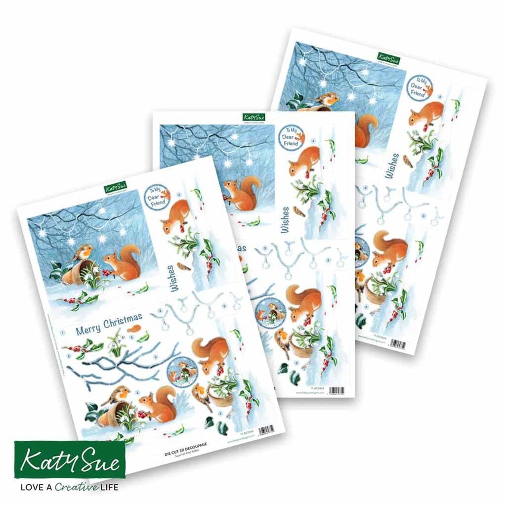 Squirrel & Robin Die Cut 3d Decoupage Craft Sheets by Katy Sue