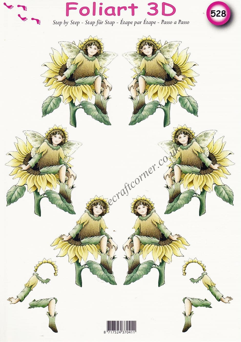 Sunflower Flower Fairy 3d Decoupage Sheet