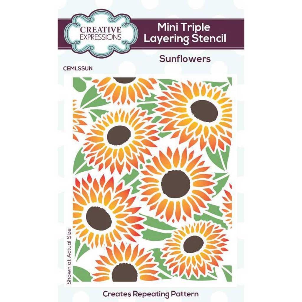 Sunflowers Mini Triple Layering Stencil for Paper Crafts