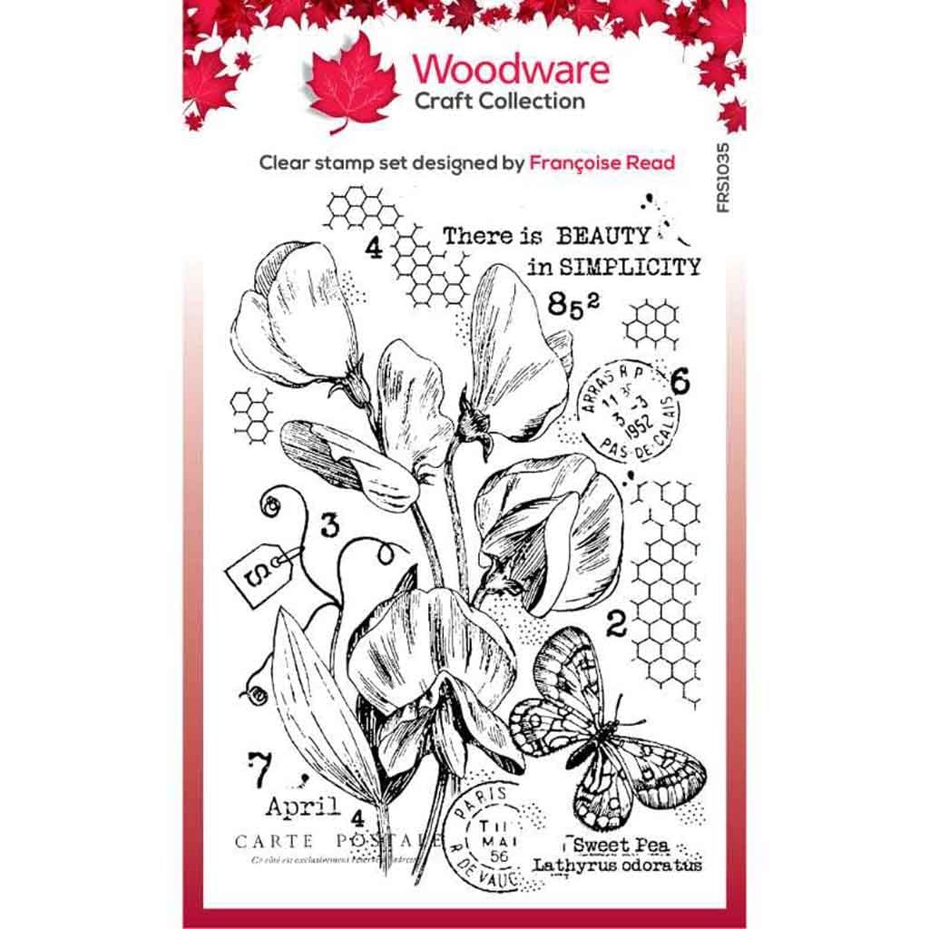 Sweet Pea Postcard Flower Clear Rubber Stamp by Francoise Read