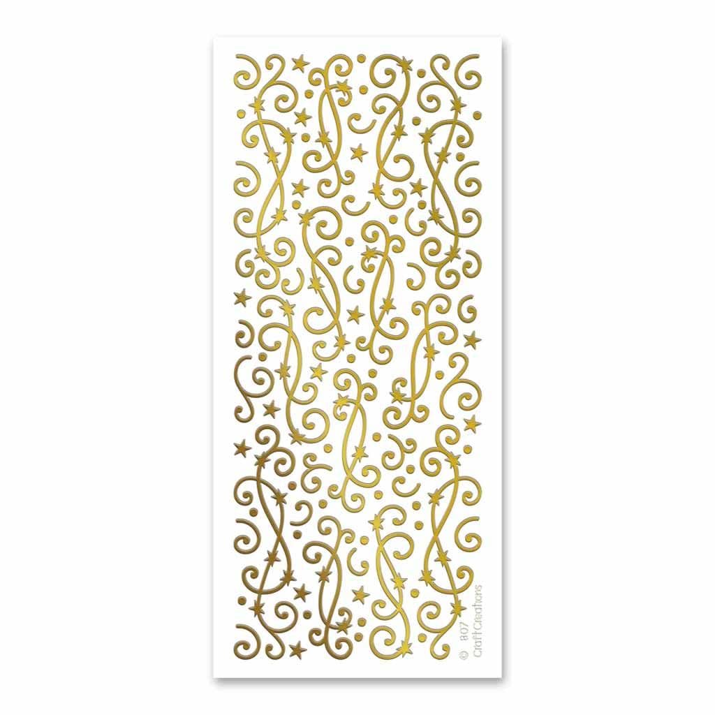 Swirls With Stars Peel Off Stickers For Paper Craft