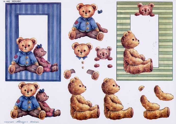 Teddy Bear Frame 3d Decoupage Craft Sheet