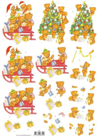 Teddy & Sleigh 3d Decoupage Sheet