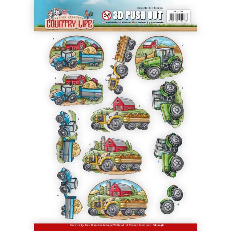 Tractors and Trailers Die Cut 3d Decoupage Sheet