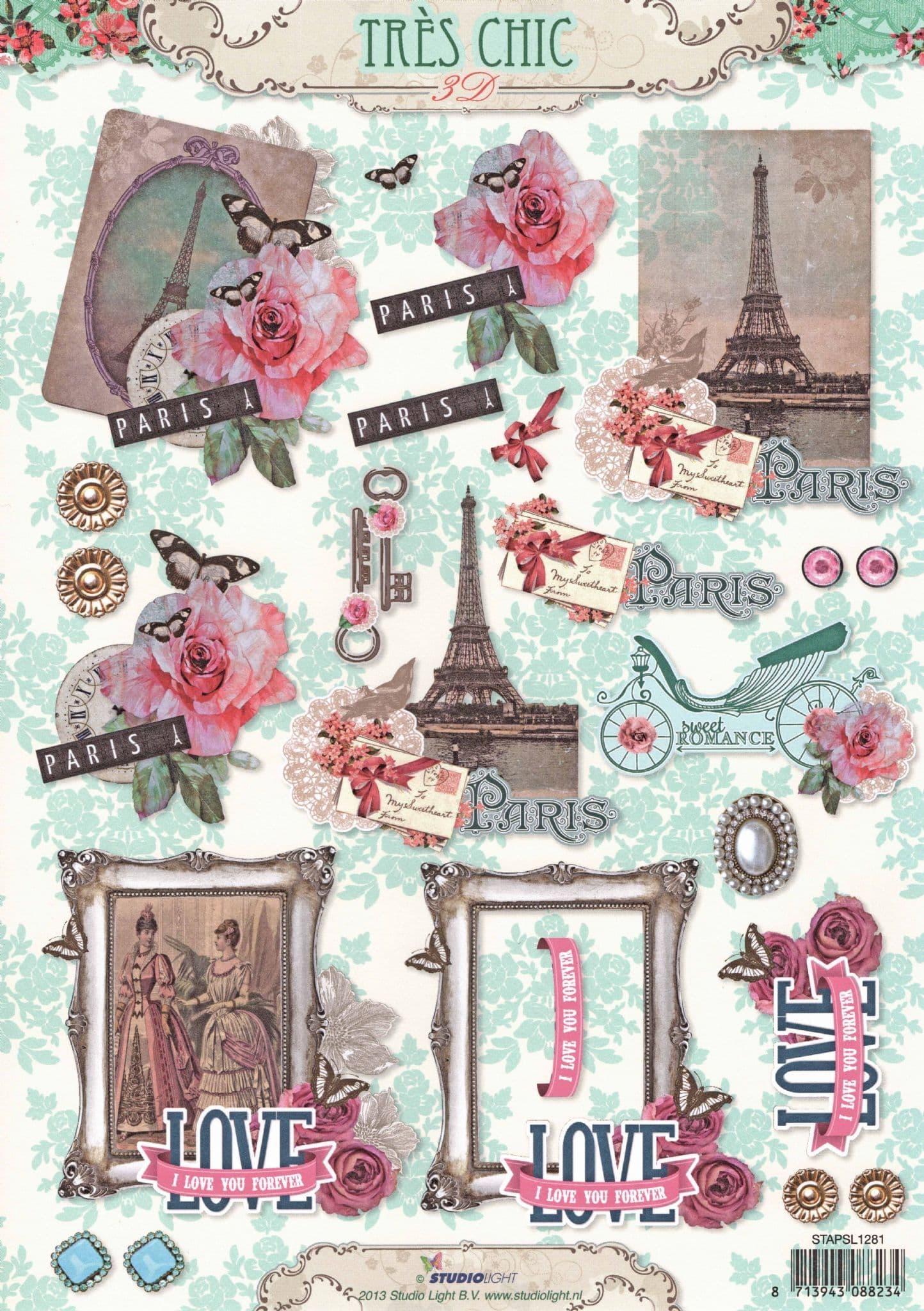 Tres Chic Paris 3d Decoupage Sheet