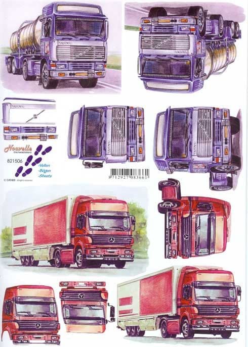 Trucks 3d Decoupage Sheet from Le Suh