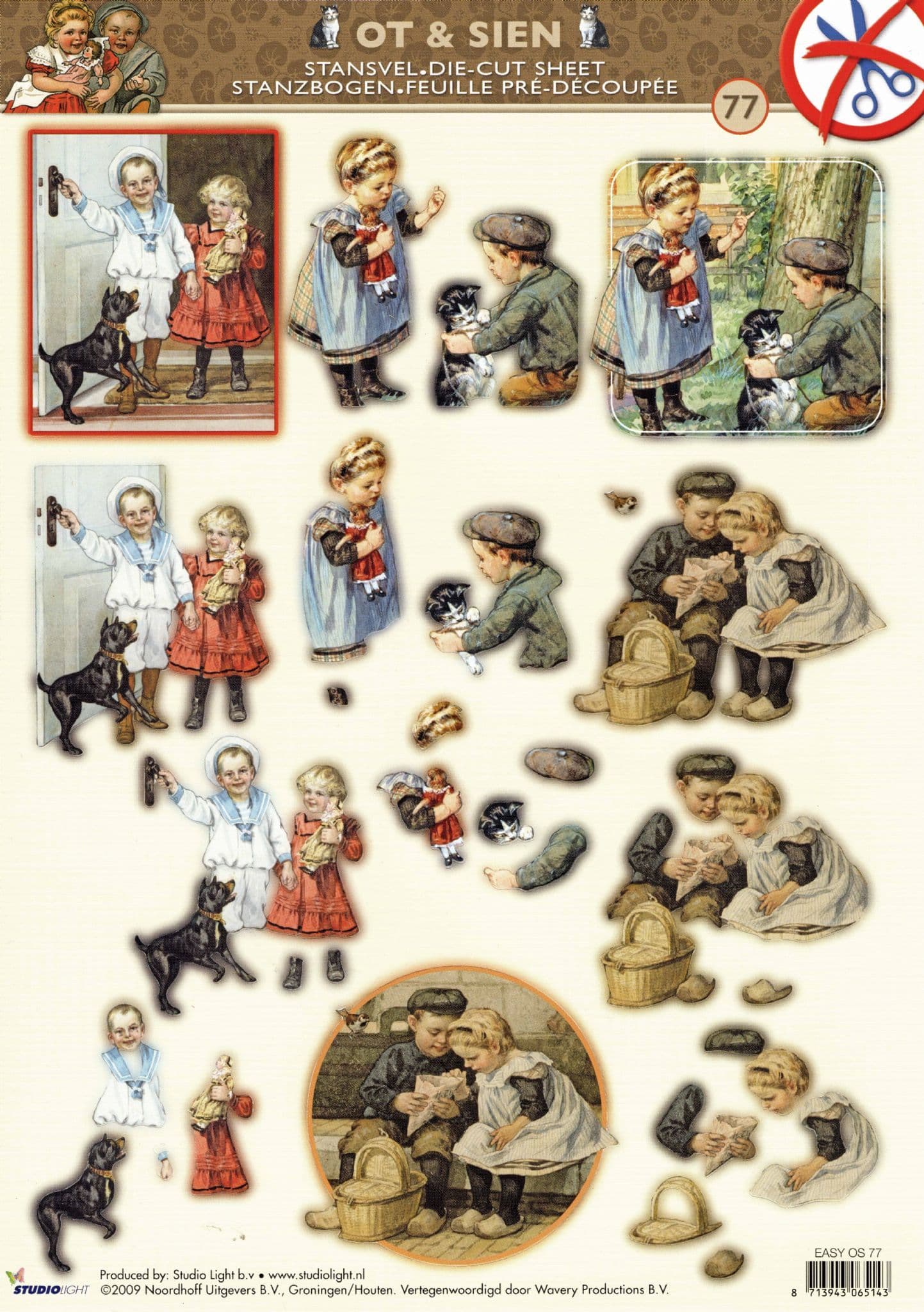 Victorian Children, Cats & Dogs Die Cut 3d Decoupage Sheet