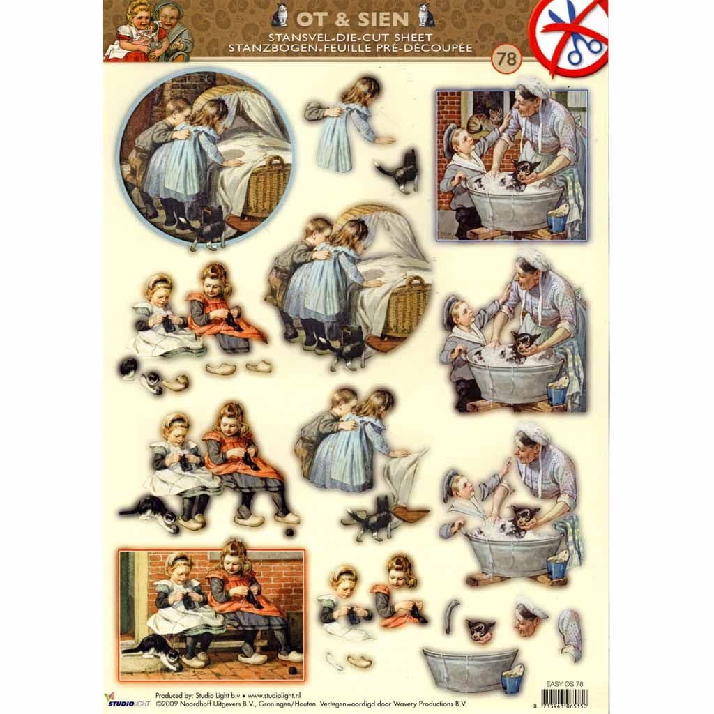 Victorian Children Knitting Die Cut 3d Decoupage Paper Craft Sheet