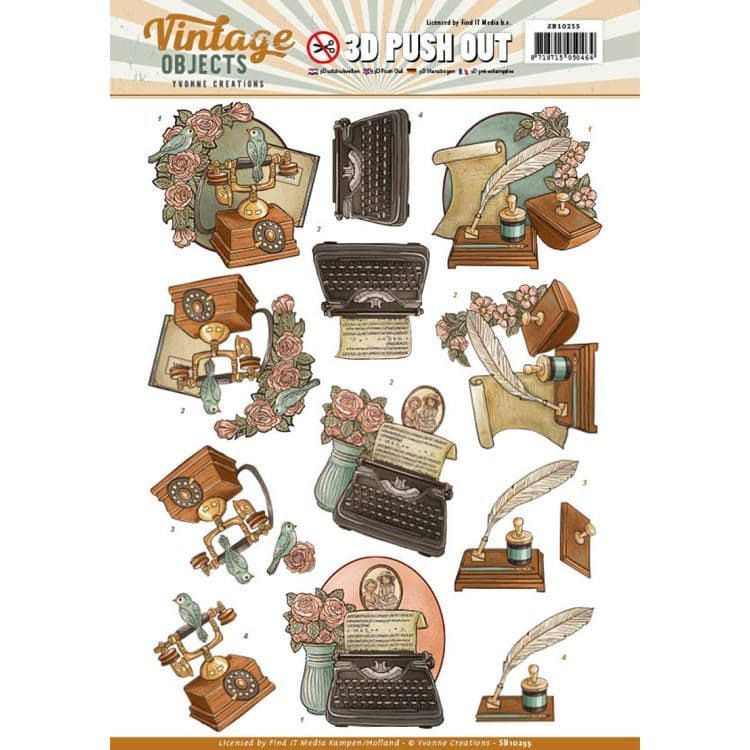 Vintage Communication Phone 3D Decoupage Die Cut Craft Sheet