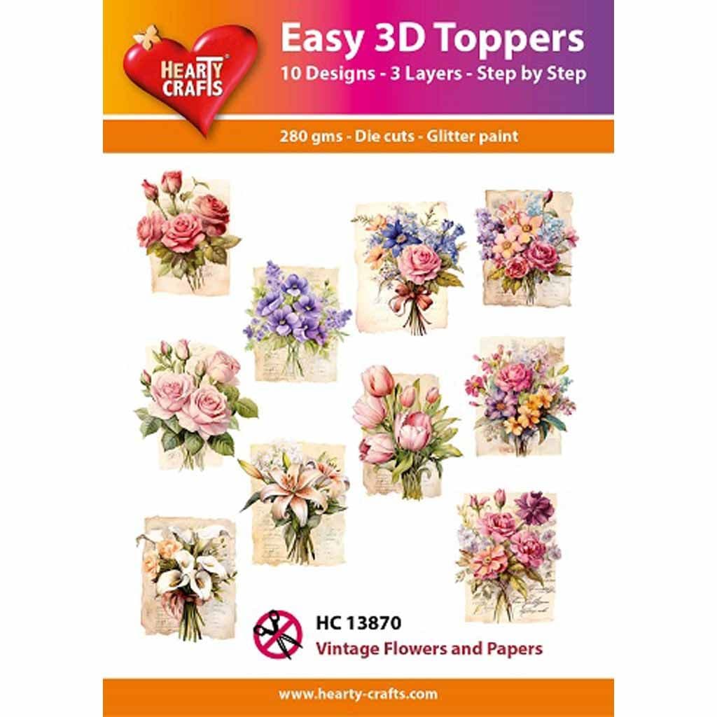 Vintage Flowers & Papers Easy 3D  Craft Toppers for Paper Card Making