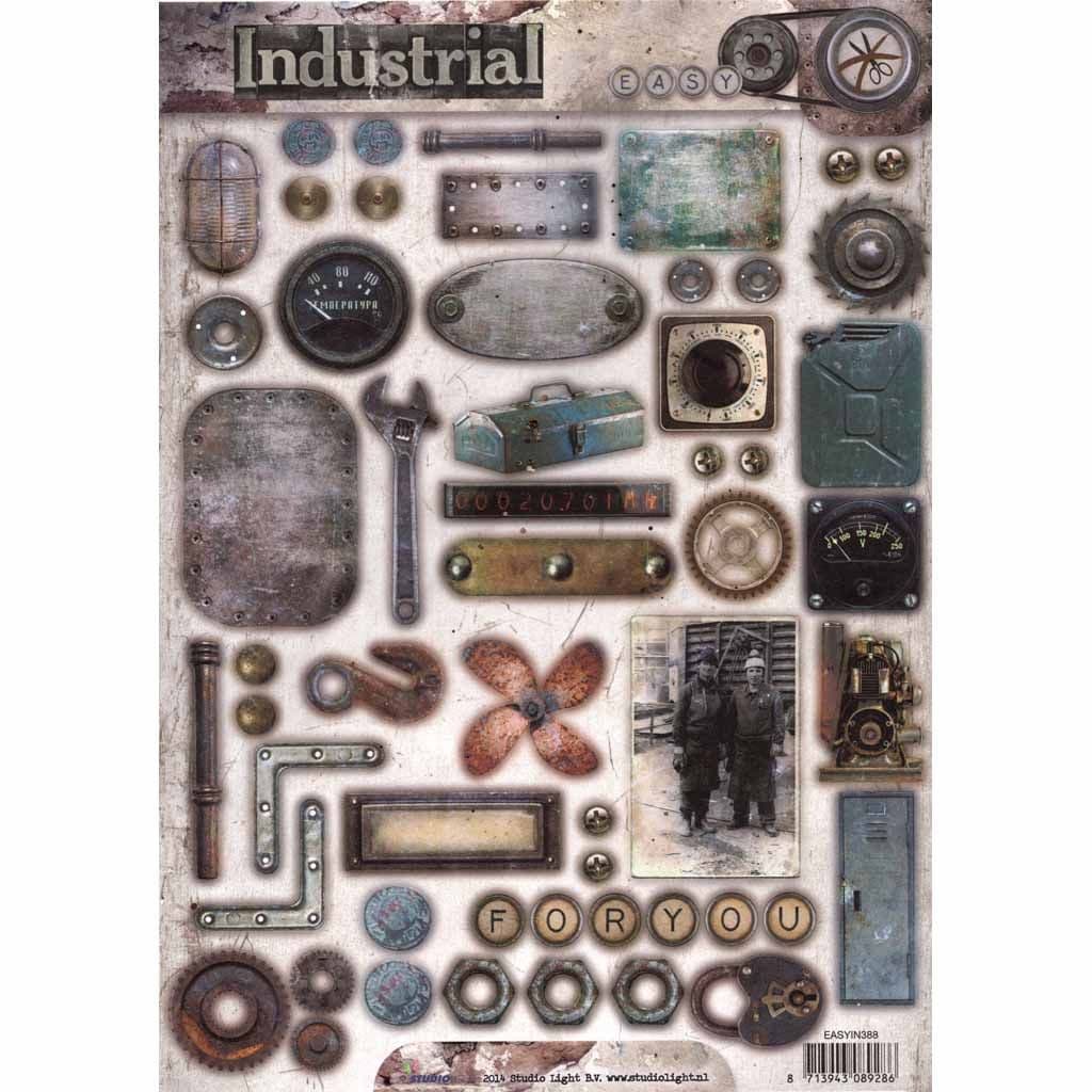 Vintage Industrial Elements Die Cut Paper Craft Sheet