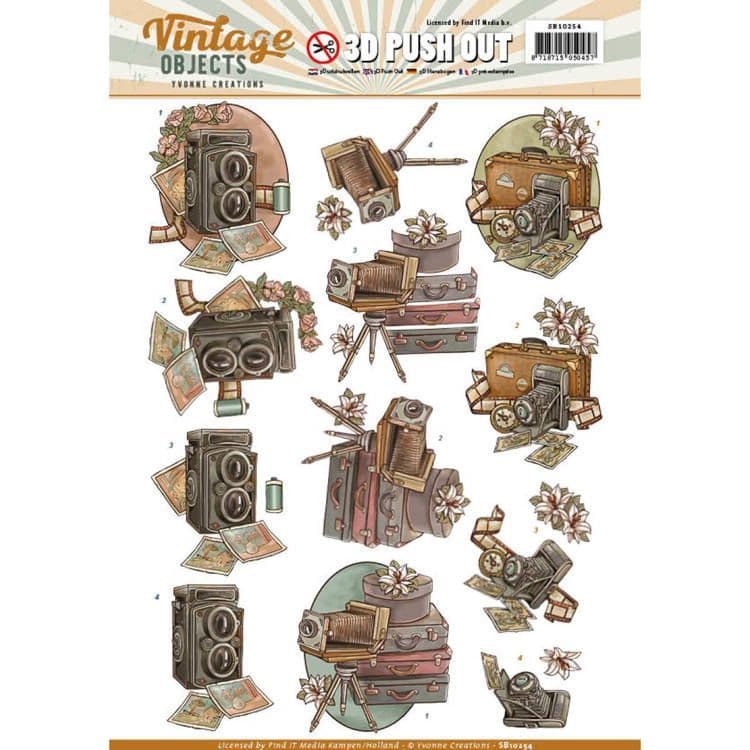 Vintage Photography Cameras 3D Decoupage Die Cut Craft Sheet